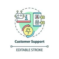 Customer support concept icon. Examples of automation in business abstract idea thin line illustration. Isolated outline drawing. Editable stroke. Arial, Myriad Pro-Bold fonts used vector