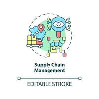 Supply chain management concept icon. Examples of automation in business abstract idea thin line illustration. Isolated outline drawing. Editable stroke. Arial, Myriad Pro-Bold fonts used vector