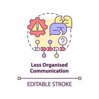 Less organised communication concept icon. Error prone activities. BPA challenges abstract idea thin line illustration. Isolated outline drawing. Editable stroke. Arial, Myriad Pro-Bold fonts used vector