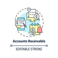 Accounts receivable concept icon. Examples of automation in business abstract idea thin line illustration. Isolated outline drawing. Editable stroke. Arial, Myriad Pro-Bold fonts used vector