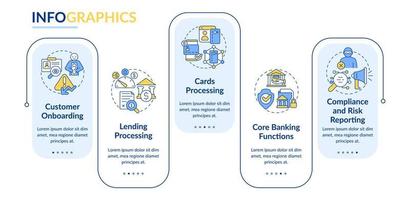 plantilla infográfica de rectángulo bancario automatizado. operaciones autónomas. visualización de datos con 5 pasos. gráfico de información de la línea de tiempo del proceso. diseño de flujo de trabajo con iconos de línea. lato-negrita, fuentes regulares utilizadas vector