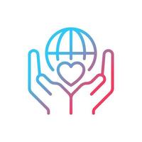 Charitable organization gradient linear vector icon. Philanthropic group. International crowdfunding. Thin line color symbol. Modern style pictogram. Vector isolated outline drawing