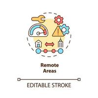 Remote areas concept icon. Rural electrification obstacles abstract idea thin line illustration. Isolated outline drawing. Editable stroke. vector