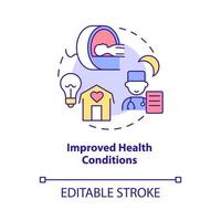 Improved health conditions concept icon. Benefits of energy services abstract idea thin line illustration. Isolated outline drawing. Editable stroke.  vector