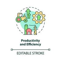 Productivity and efficiency concept icon. RE economic benefits abstract idea thin line illustration. Isolated outline drawing. Editable stroke.  vector