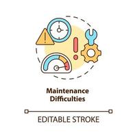Maintenance difficulties concept icon. Rural electrification obstacles abstract idea thin line illustration. Isolated outline drawing. Editable stroke. vector