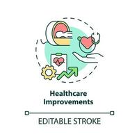 Healthcare improvements concept icon. Rural electrification economic benefits abstract idea thin line illustration. Isolated outline drawing. vector