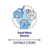 Small wind electric concept icon. Rural electrification technology abstract idea thin line illustration. Isolated outline drawing. Editable stroke. vector