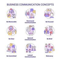 Business communication concept icons set. Working together as team idea thin line color illustrations. Isolated outline drawings. Editable stroke.  vector