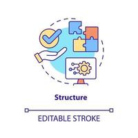 icono del concepto de estructura. Ilustración de línea delgada de idea abstracta de comunicación empresarial. creando un mensaje claro y convincente. dibujo de contorno aislado. trazo editable. arial, innumerables fuentes pro-bold utilizadas vector