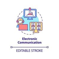 Electronic communication concept icon. Online seminars and video conferences abstract idea thin line illustration. Isolated outline drawing. Editable stroke. Arial, Myriad Pro-Bold fonts used vector