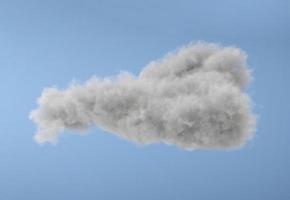 White 3d cloud isolated on a blue background. Realistic cloud in the blue sky. 3D Rendering photo