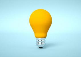 Light bulb light bulb idea icon concept top view on blue background. 3d rendering. photo