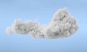 White 3d cloud isolated on a blue background. Realistic cloud in the blue sky. 3D Rendering photo