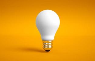 Light bulb light bulb idea icon concept top view on orange background. 3d rendering. photo
