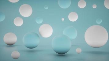 Background with blue and white bubble party. Backdrop, banner on website. Sphere. 3D Rendering photo