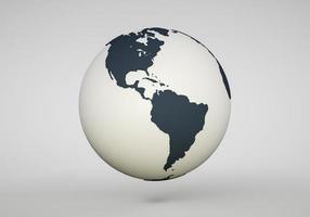 Globe 3d. Earth world map. Global digital communication modern realistic sphere planet. photo