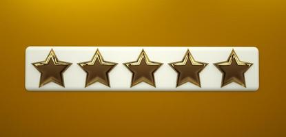 Customer 3D five star product review flat icon for apps and websites photo