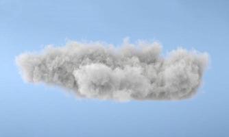 White 3d cloud isolated on a blue background. Realistic cloud in the blue sky. 3D Rendering photo