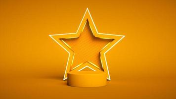 Yellow star and podium, template for cosmetics, show business, sports or something else photo