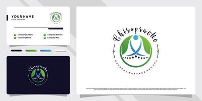 Creative chiropractic massage logo with business card design Premium Vector