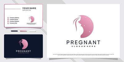 logotipo de embarazada con concepto de espacio negativo y vector premium de diseño de tarjeta de visita