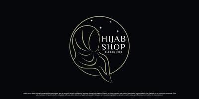 diseño de logotipo de tienda hijab para mujer musulmana con vector premium de concepto moderno