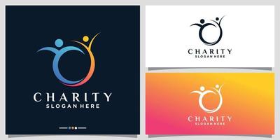 Abstract charity life people logo template with line art style Premium Vector