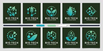 Set bundle of bio technology logo design with creative element Premium Vector