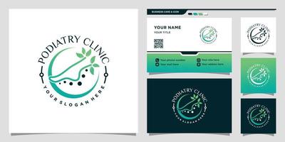 Podiatry clinic logo with circle concept and business card design Premium Vector