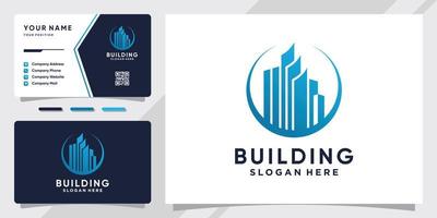 Building logo inspiration for business construction with unique concept and business card design Premium Vector