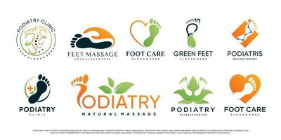 Set of podiatry logo design with creative element and unique concept Premium Vector