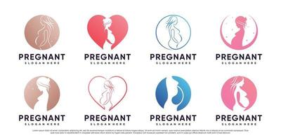 Set bundle of pregnant logo design template with creative element Premium Vector