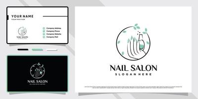 logotipo de salón de belleza con elemento creativo y diseño de tarjeta de visita vector premium