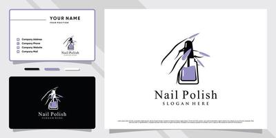 Nail polish logo with modern concept and business card design Premium Vector