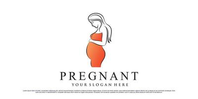 Beauty woman pregnant logo design with creative concept Premium Vector