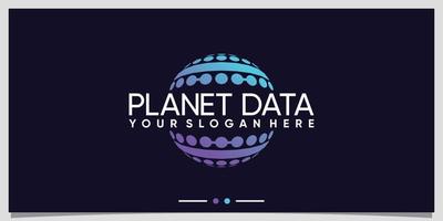 Planet data logo design technology with unique concept Premium Vector
