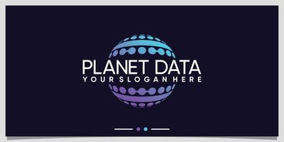 tecnología de diseño de logotipo de datos de planeta con vector premium de concepto único