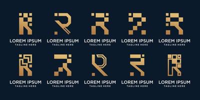 Set bundle of monogram logo design initial letter r with creative concept Premium Vector