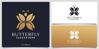 Abstract butterfly logo design with golden gradient style color Premium Vector