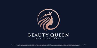 plantilla de diseño de logotipo de reina de belleza simple y elegante con vector premium de concepto moderno