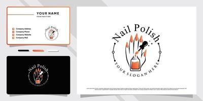 Nail polish logo with unique concept and business card design Premium Vector