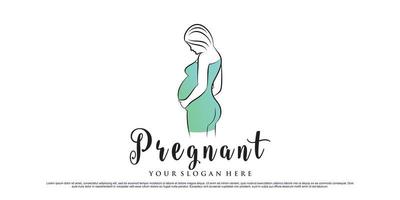 Pregnant woman logo design template with creative concept Premium Vector