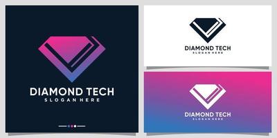 Diamond tech logo design template with unique concept Premium Vector