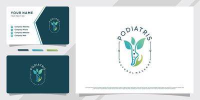 Podiatris massage logo with modern unique concept and business card design Premium Vector