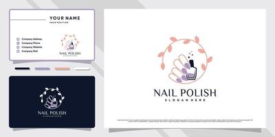 logotipo de esmalte de uñas de belleza con concepto moderno y diseño de tarjeta de visita vector premium