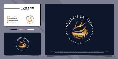 logotipo de pestañas de reina simple y elegante con concepto moderno y diseño de tarjeta de visita vector premium
