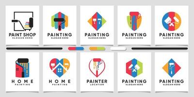 Set bundle of paint logo design with modern concept and creative element Premium Vector