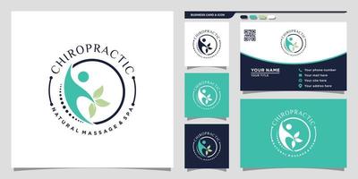 logotipo de quiropráctica con concepto de círculo y vector premium de diseño de tarjeta de visita