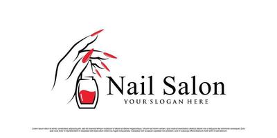 Nail polish or nail salon logo design template with creative concept Premium Vector